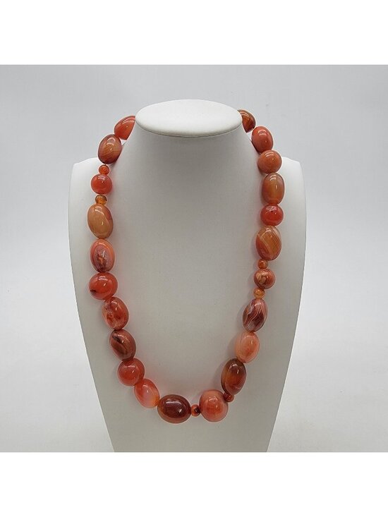Jewelry - Artisan Chunky Carnelian Gemstone Polished Beaded Necklace
